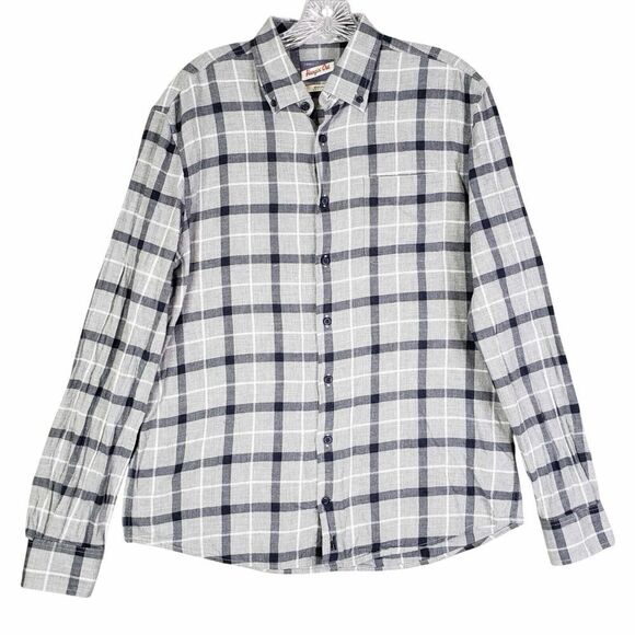 Johnnie O Shirt Mens Hangin' Out Plaid Button Down Size Medium M Gray Blue - Picture 2 of 11